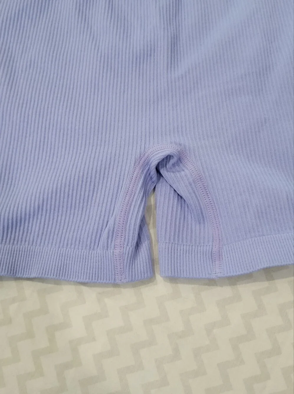 Ribbed High-Waist Bike Shorts - Orange & Lavender Sz Large - Picture 6 of 7
